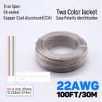 15m/50FT 22AWG Home Theater Speaker Wire, Transparent Copper Clad Aluminum Hookup Wire, 12V/24V/30V, for Home Theater, LED Strip Lighting, Car Audio (Note: Not Be Used for High Power Connections) - Image 2