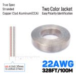 15m/50FT 22AWG Home Theater Speaker Wire, Transparent Copper Clad Aluminum Hookup Wire, 12V/24V/30V, for Home Theater, LED Strip Lighting, Car Audio (Note: Not Be Used for High Power Connections) - Image 3