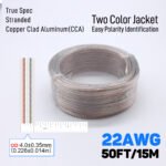 15m/50FT 22AWG Home Theater Speaker Wire, Transparent Copper Clad Aluminum Hookup Wire, 12V/24V/30V, for Home Theater, LED Strip Lighting, Car Audio (Note: Not Be Used for High Power Connections) - Image 4
