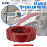 [Home Theater Speaker Wire] 18AWG 15m/50FT Low Voltage Wire, Red and Black bicolor cable para bocinas for stereo, CCA & TCCA materials, 12V/24V/30V DC Cord for Home Improvement, Remote Control, LED Lights, Automotive Speaker