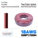 [Home Theater Speaker Wire] 18AWG 15m/50FT Low Voltage Wire, Red and Black bicolor cable para bocinas for stereo, CCA & TCCA materials, 12V/24V/30V DC Cord for Home Improvement, Remote Control, LED Lights, Automotive Speaker - Image 2