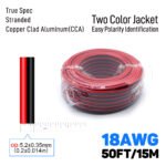 [Home Theater Speaker Wire] 18AWG 15m/50FT Low Voltage Wire, Red and Black bicolor cable para bocinas for stereo, CCA & TCCA materials, 12V/24V/30V DC Cord for Home Improvement, Remote Control, LED Lights, Automotive Speaker - Image 12