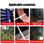 100PCS 8in Cable Zip Ties White, The Maximum Tensile Strength of Premium Plastic Wire Ties Clear is 50 Pounds, Self-Locking Nylon White Zip Ties for Indoor and Outdoor - Image 9