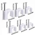 [100pcs White Cable Clips With Steel Nails] 100pcs Wire Nails - Assorted Sizes 5mm, Electrical Cable Staples, Easy Installation, Ideal for RG6 RG59 CAT6 RJ45 Ethernet Cable Clips Coaxial Clamps – Bild 3