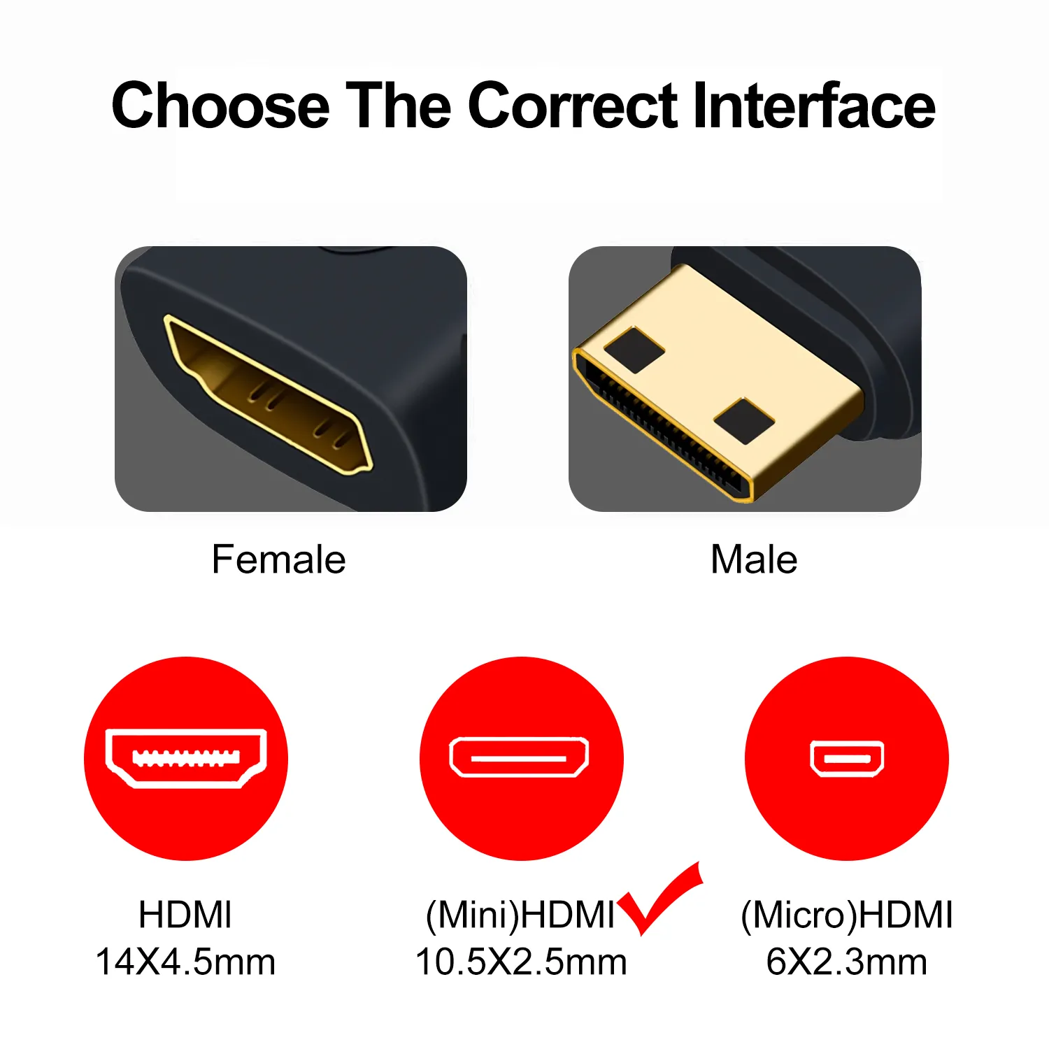 HDTV Mini Adapter, Gold Plated Mini HDTV Male to Standard HDTV Female Adapter 4K Compatible for DSLR Camera, Graphics Video Card, Camcorder, Laptop, Tablet?? - 图片 4