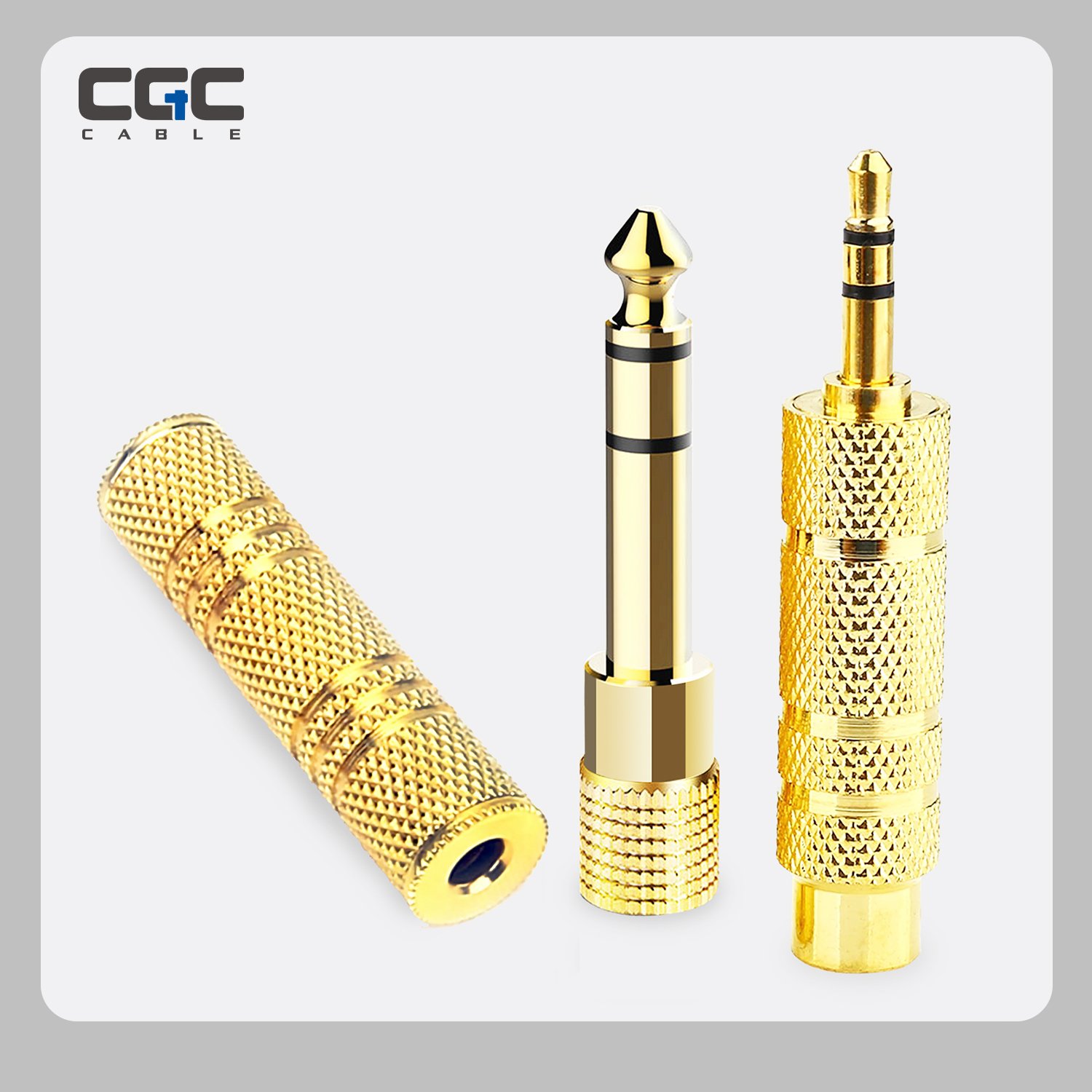 025.1-1.jpg 1/4 adapter to 3.5mm 3-PCS Stereo TRS Converter, 6.35mm 1/4 Male-3.5mm 1/8 Female & 3.5mm-6.35mm & 3.5mm F-F Audio Adapter for Guitar Microphone Headset - Image 1