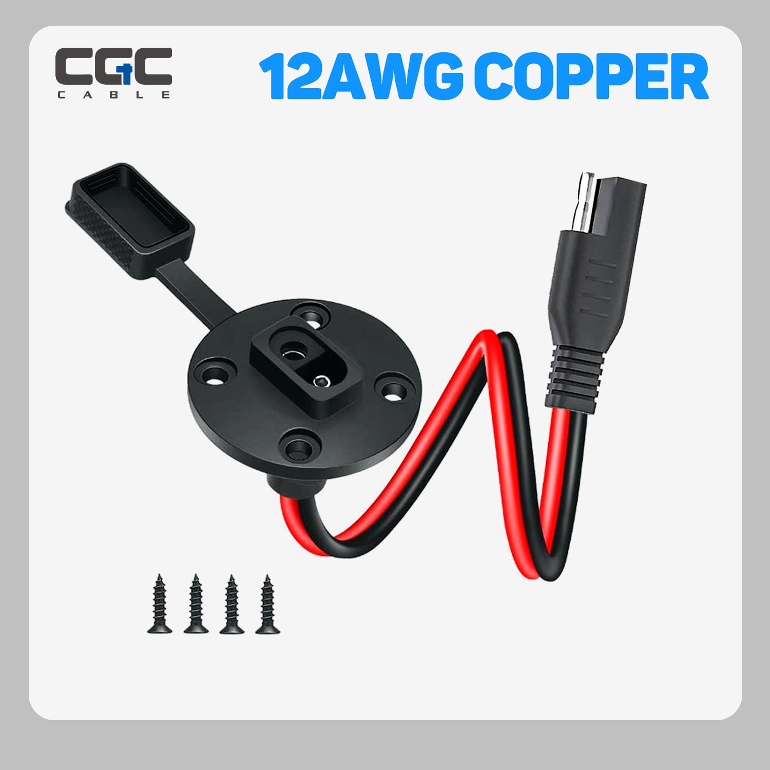 026-1.jpg 2PCS 12AWG 0.3m/13in SAE Quick Connect Harness, SAE Power Socket Sidewall Port Connector with Dust Cap, For Solar Panels, Flush Mount Connector Plug Cable, Ideal for RVs, ATVs & Motorcycles - Imagen 1