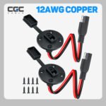 2PCS 12AWG 0.3m/13in SAE Quick Connect Harness, SAE Power Socket Sidewall Port Connector with Dust Cap, For Solar Panels, Flush Mount Connector Plug Cable, Ideal for RVs, ATVs & Motorcycles - Imagen 5