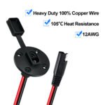 2PCS 12AWG 0.3m/13in SAE Quick Connect Harness, SAE Power Socket Sidewall Port Connector with Dust Cap, For Solar Panels, Flush Mount Connector Plug Cable, Ideal for RVs, ATVs & Motorcycles - Imagen 6