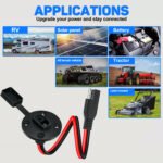 2PCS 12AWG 0.3m/13in SAE Quick Connect Harness, SAE Power Socket Sidewall Port Connector with Dust Cap, For Solar Panels, Flush Mount Connector Plug Cable, Ideal for RVs, ATVs & Motorcycles - Imagen 10
