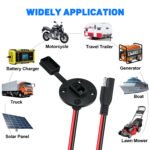 2PCS 12AWG 0.3m/13in SAE Quick Connect Harness, SAE Power Socket Sidewall Port Connector with Dust Cap, For Solar Panels, Flush Mount Connector Plug Cable, Ideal for RVs, ATVs & Motorcycles - Imagen 11