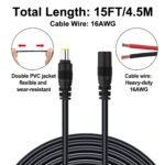 16AWG 4.5m/15FT DC7909 Extension Cable, Female to Male DC8mm cable, Compatible with Below 200W Solar Panel and Jackery 1000/500/300/240/1500/2000 Portable Power Station - Imagen 4