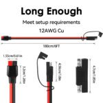 12AWG 1.8m/6FT Anderson Connector to SAE Extension Cable with SAE Polarity Reverse Adapter for Portable Power Station Solar Panel - Image 2