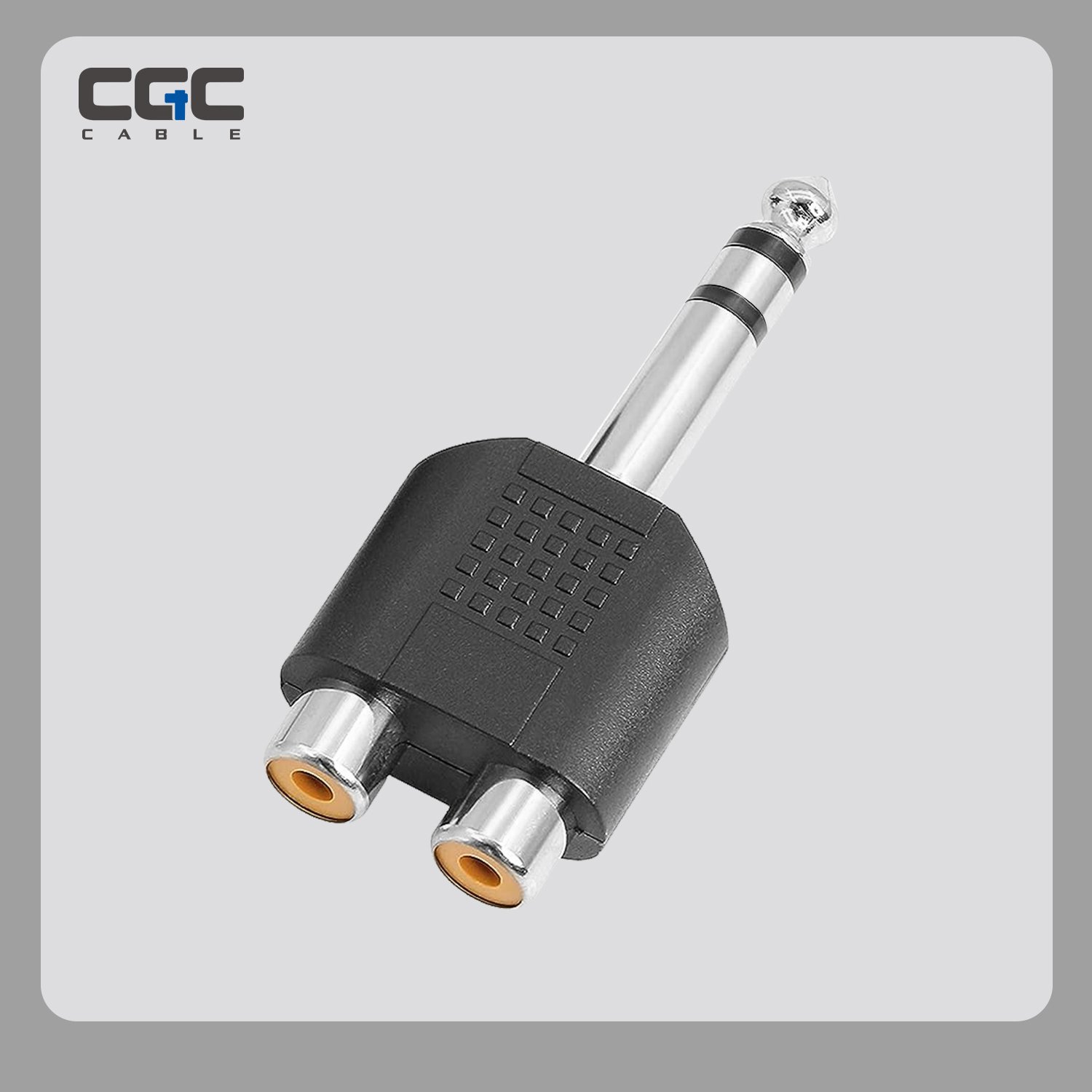 047-1.jpg 1PC rca splitter, 6.35mm 1/4 Inch Male to 2 RCA Male Audio Connector Splitter Adapter, Stereo RCA Audio Converter for Guitar Mixer Speaker Amplifier Home Audio Equipment - Image 1