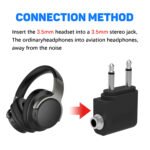 1PC 2*3.5mm Male to 3.5mm Female Adapter, 3.5mm Dual Male to Female Airplane Airline Travel Headphone Jack, Audio Converter for Flight Headset MP3 Players Audio Devices - 图片 5