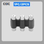 1个3孔RCA插头转3孔RCA插头耦合器，3孔RCA母对母适配器