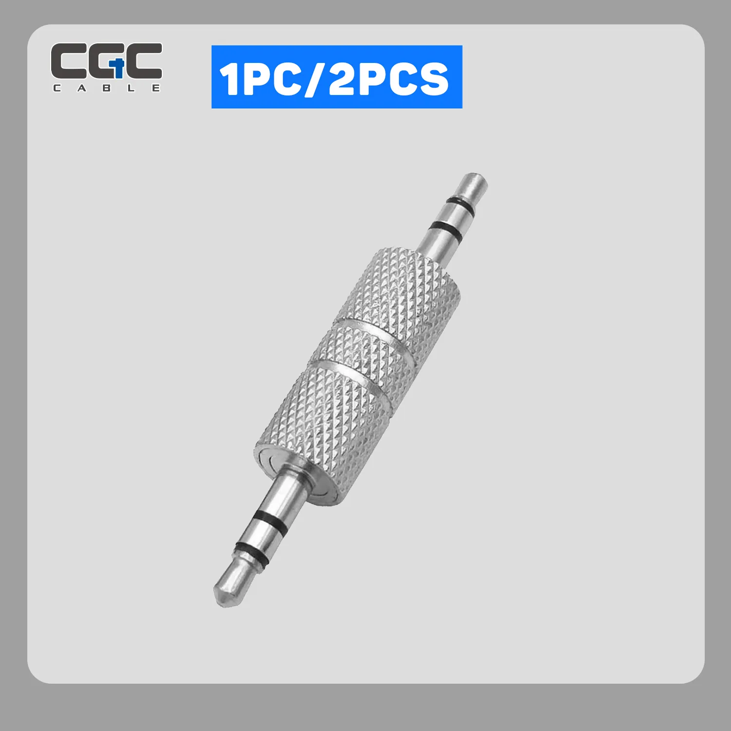 1PC 3.5mm Male To Male Adapter, Metal Silver 3 Pole 1/8 inch TRS Stereo Jack Connector, for Laptop MP3 Miniature TV Tuning Equipment Car Audio Devices – Bild 1
