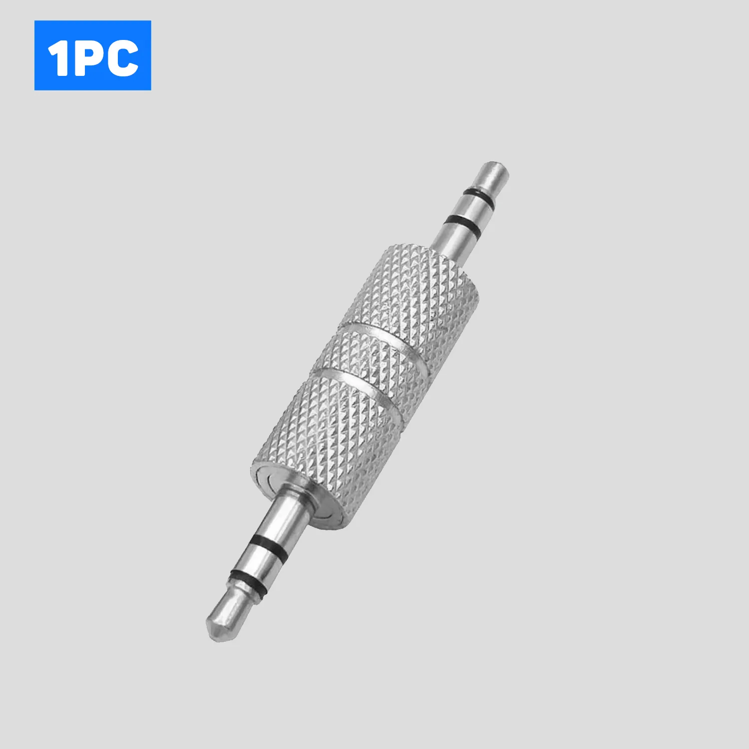 1PC 3.5mm Male To Male Adapter, Metal Silver 3 Pole 1/8 inch TRS Stereo Jack Connector, for Laptop MP3 Miniature TV Tuning Equipment Car Audio Devices – Bild 2