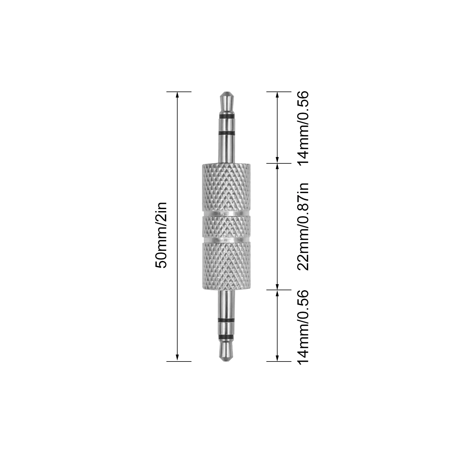 1PC 3.5mm Male To Male Adapter, Metal Silver 3 Pole 1/8 inch TRS Stereo Jack Connector, for Laptop MP3 Miniature TV Tuning Equipment Car Audio Devices – Bild 4