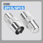 5 conectores de cable coaxial, adaptador coaxial RF PAL hembra a F hembra, 75 ohmios F hembra a PAL macho para cable de antena FM/satélite de TV