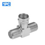 1PC Coax Cable Connector, F Model RG6 3 Way Coax T Adapter, Male to Dual F Female Antenna Splitter 2 in 1 Out for TV Video VCR Satellite – Bild 2