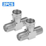 1PC Coax Cable Connector, F Model RG6 3 Way Coax T Adapter, Male to Dual F Female Antenna Splitter 2 in 1 Out for TV Video VCR Satellite – Bild 3