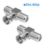1PC Coax Cable Connector, F Model RG6 3 Way Coax T Adapter, Male to Dual F Female Antenna Splitter 2 in 1 Out for TV Video VCR Satellite – Bild 7