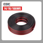 18AWG 30米/100英尺低压电线，双芯红黑电缆，柔性延长线，铜包铝线，12V/24V直流电缆，适用于LED灯带、音响线等。