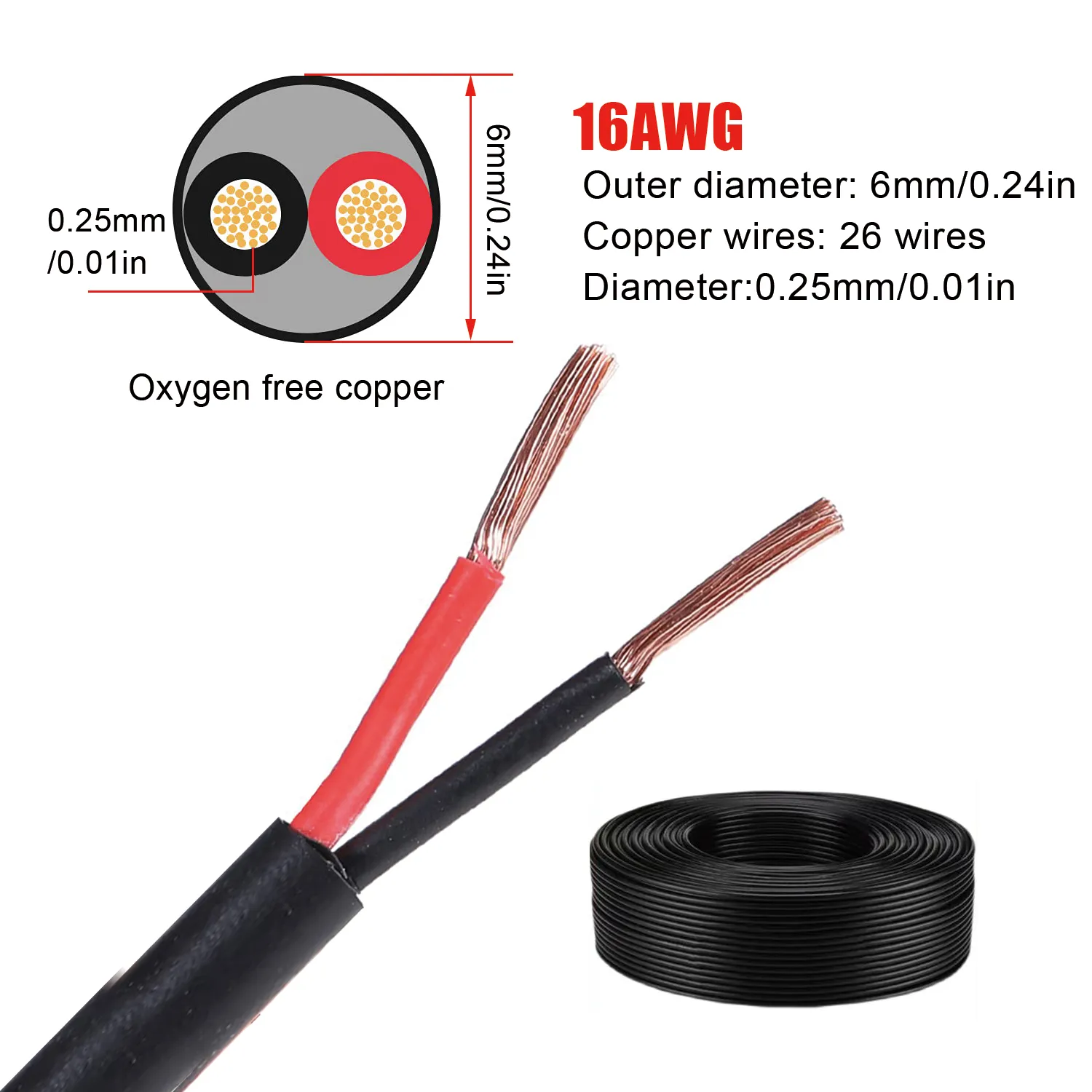 16AWG 10m/33FT Low Voltage Landscape Wire, Pure Copper 2 Conductor Electrical Wire - 12V/24V DC Low Voltage, PVC Insulated for Automotive, LED Strip Lights, Marine Use – Bild 3
