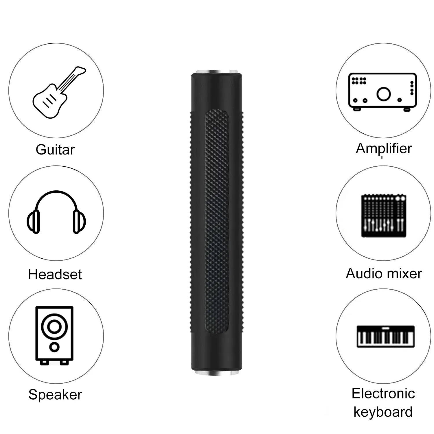 Audio Adapter Head 6.35mm Female to Female Adapter, Audio Stereo TRS Converter Adapters, For Guita, Headset, speaker etc. - 图片 5