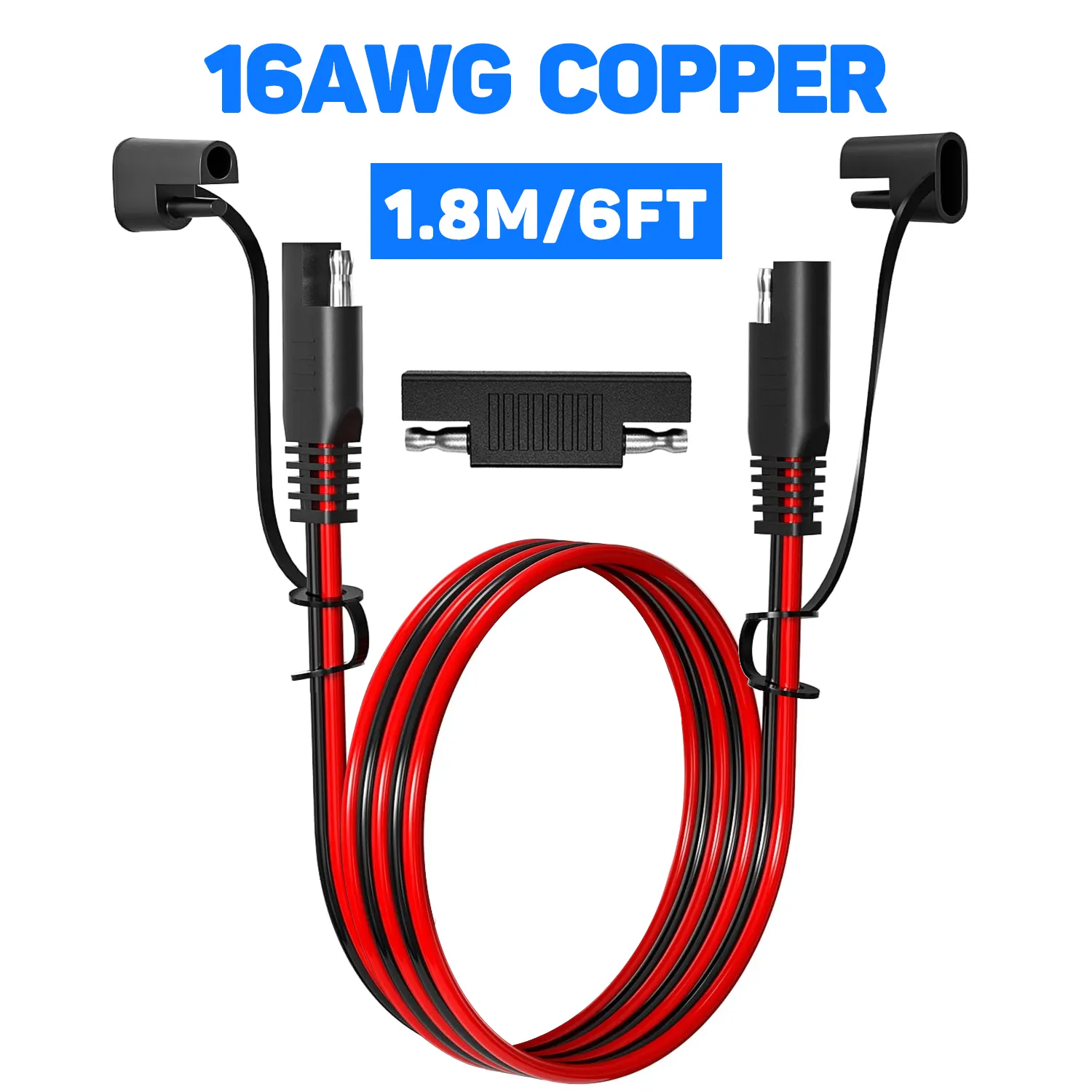 16AWG 1.8m/6FT SAE Quick Connect Harness, SAE to SAE Extension Cable Wire, SAE Polarity Reverse Adapter for Automotive, Quick Connect Disconnect SAE Power Connector, For Solar Panel, Automotive, Motorcycle, etc - 图片 3