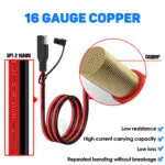 16AWG 1.8m/6FT SAE Quick Connect Harness, SAE to SAE Extension Cable Wire, SAE Polarity Reverse Adapter for Automotive, Quick Connect Disconnect SAE Power Connector, For Solar Panel, Automotive, Motorcycle, etc - 图片 6