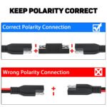 16AWG 3.6m/12FT SAE Quick Connect Harness, SAE to SAE Extension Cable Wire, SAE Polarity Reverse Adapter for Automotive, Quick Connect Disconnect SAE Power Connector, For Solar Panel, Automotive, Motorcycle, etc - Image 8