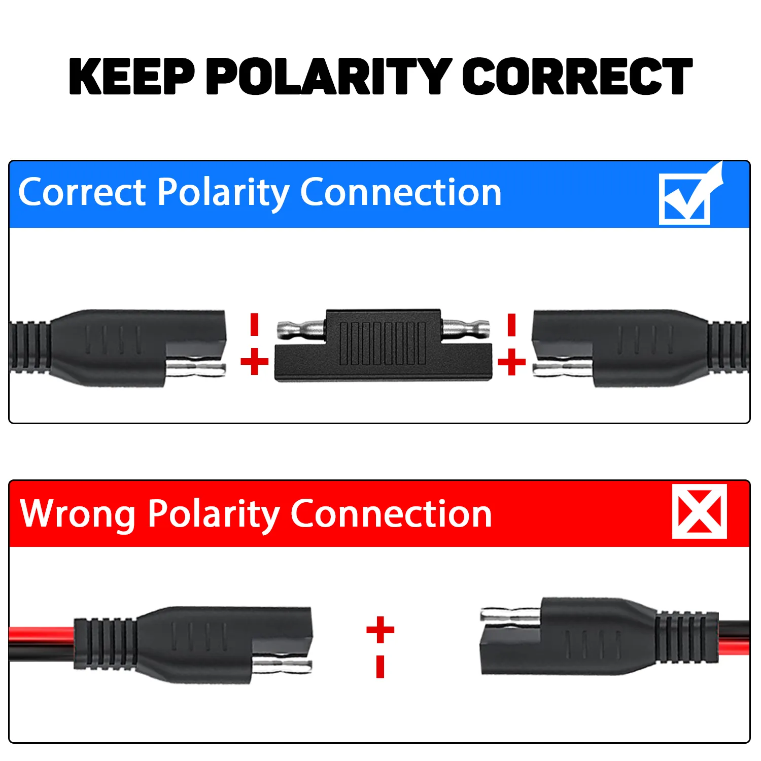 16AWG 1.8m/6FT SAE Quick Connect Harness, SAE to SAE Extension Cable Wire, SAE Polarity Reverse Adapter for Automotive, Quick Connect Disconnect SAE Power Connector, For Solar Panel, Automotive, Motorcycle, etc - 图片 8