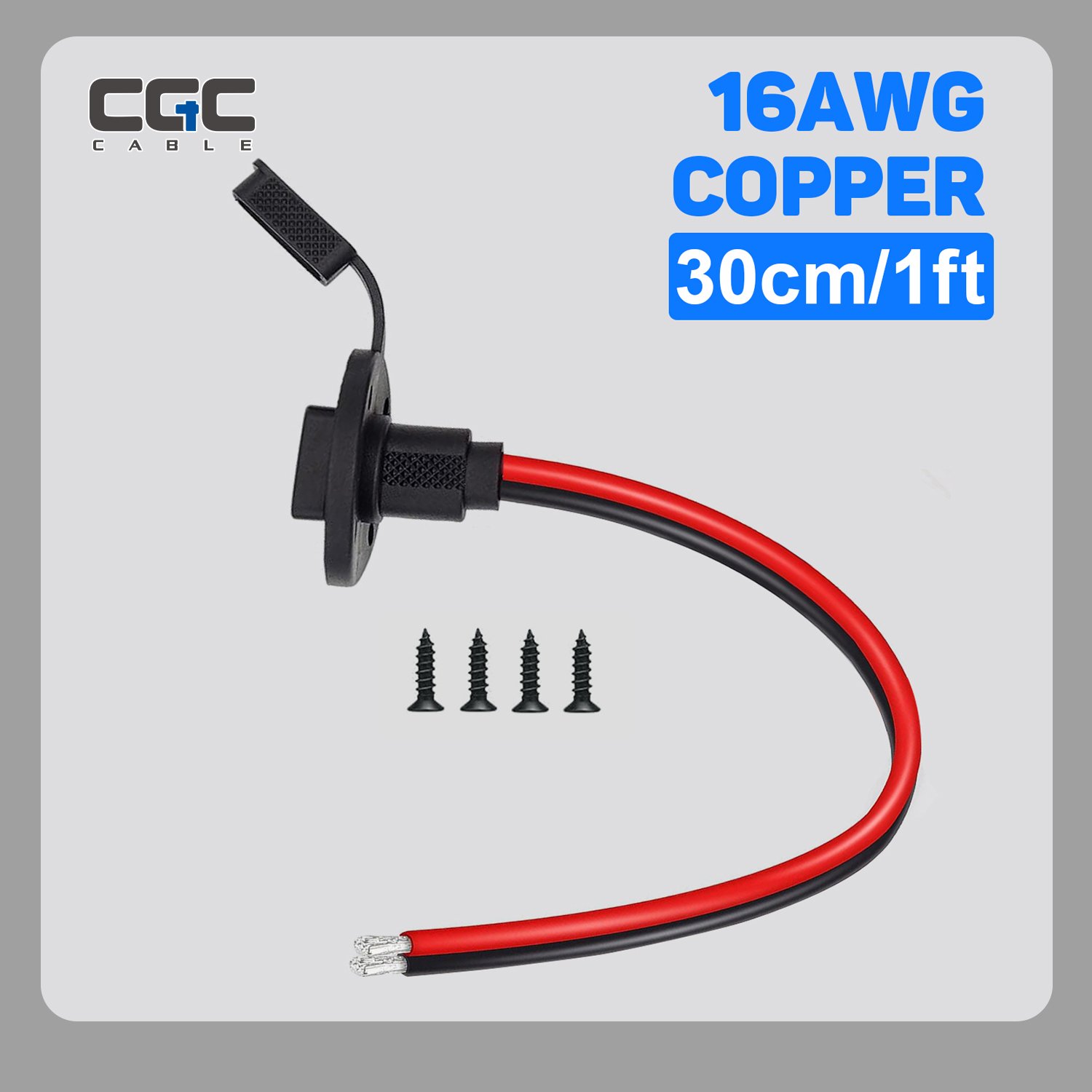 118-1.jpg 30CM/1FT SAE Quick Connect Harness, 16AWG SAE Power Socket Side Wall Port Connector, Cap-Equipped SAE Quick Connect Embedded Connector Plug Cable for RV, Cars, Tractors, Motorcycles & Solar Panels RV Extension Cords, Etc - Image 1