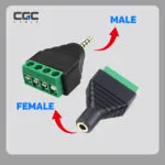 2 unidades de terminales de 3,5 mm a 4 pines, conector hembra de 3,5 mm a terminal de 4 pines, conector de audio para auriculares DIY de tres anillos y 4 secciones chapado en oro sin soldadura