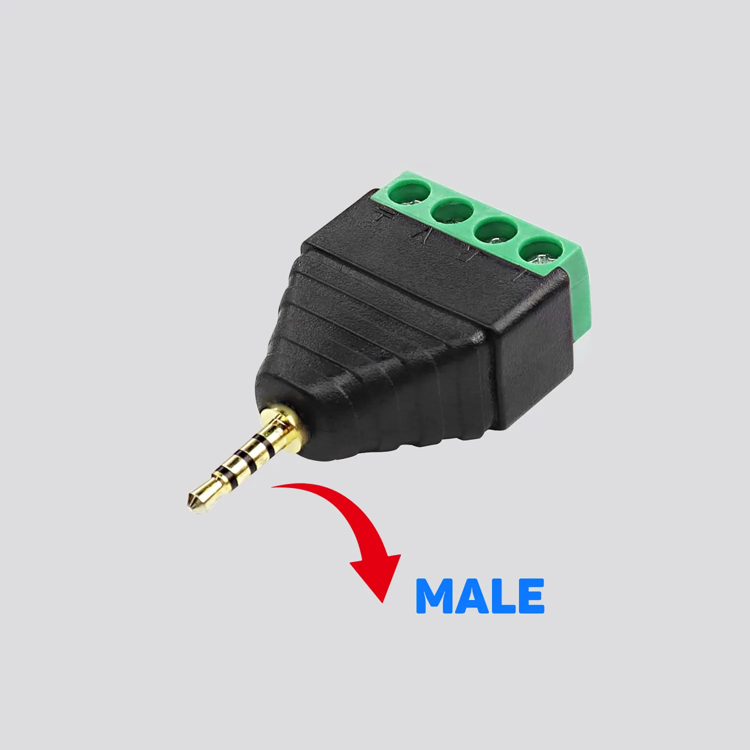 2PCS 3.5mm to 4 Pin terminal, 3.5mm Female to 4 Pin Terminal, Solder-free 4-Section Three-Ring Gold-Plated DIY Earphone Audio Plug - Imagen 2