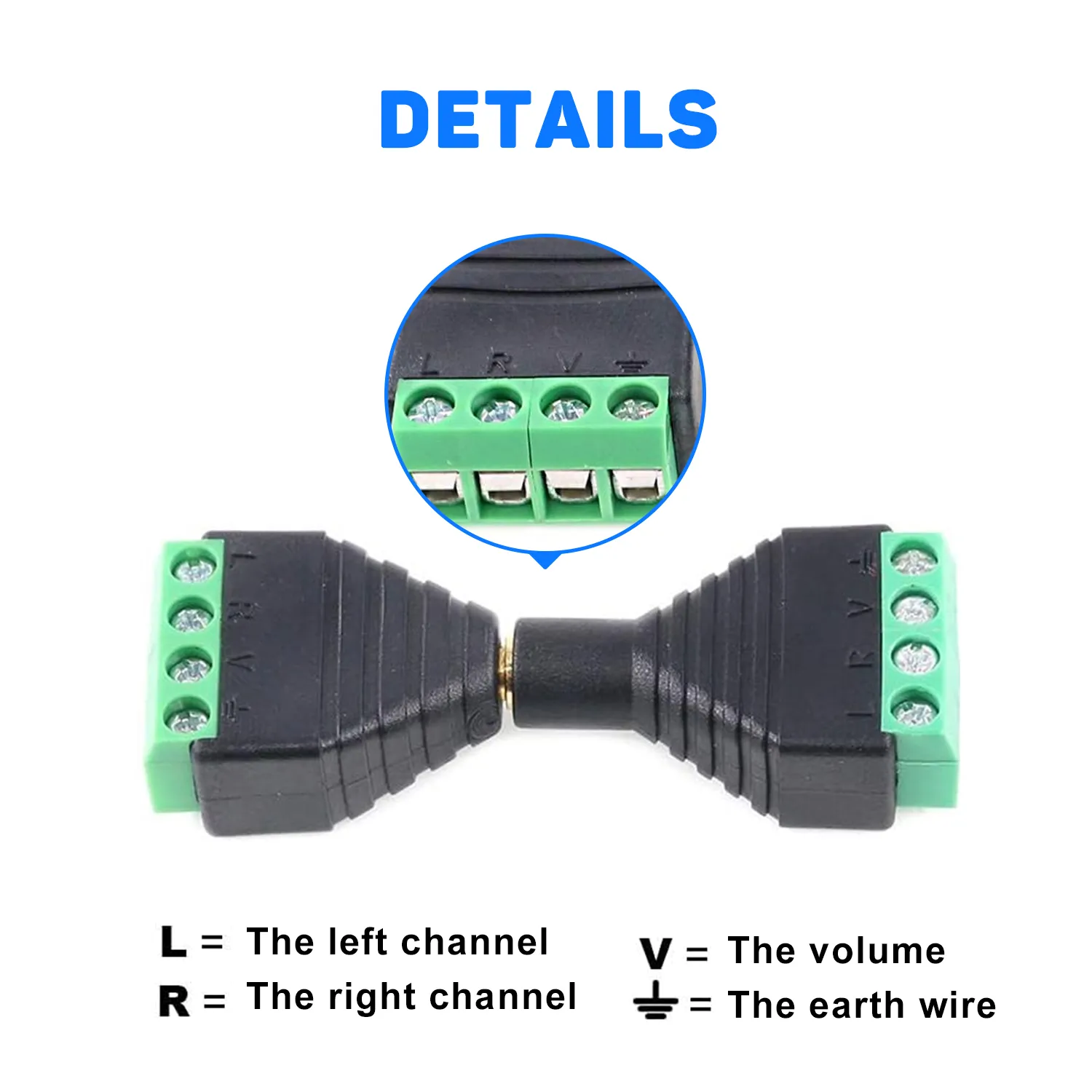 2PCS 3.5mm to 4 Pin terminal, 3.5mm Female to 4 Pin Terminal, Solder-free 4-Section Three-Ring Gold-Plated DIY Earphone Audio Plug - Imagen 6