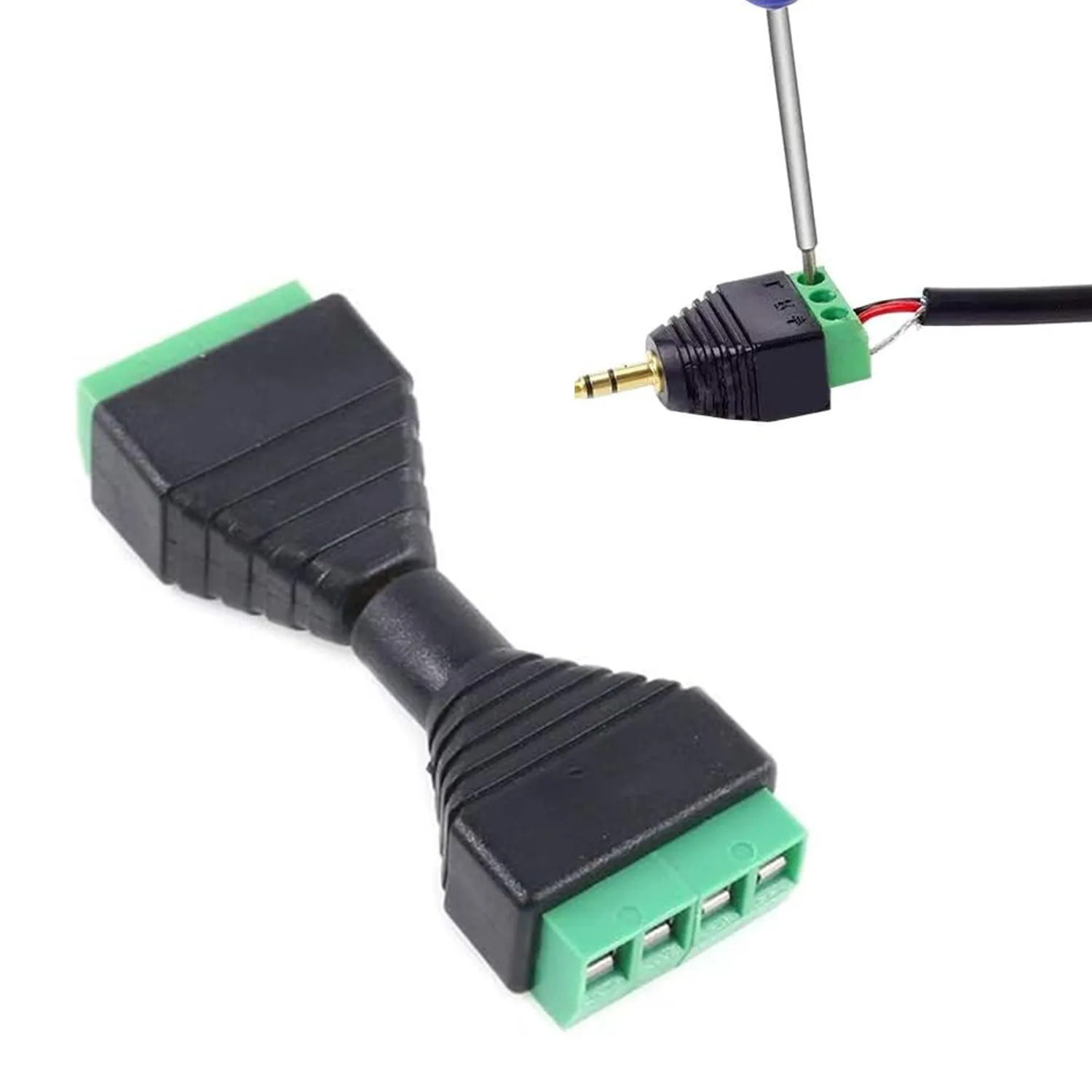 2PCS 3.5mm to 4 Pin terminal, 3.5mm Female to 4 Pin Terminal, Solder-free 4-Section Three-Ring Gold-Plated DIY Earphone Audio Plug - Imagen 7