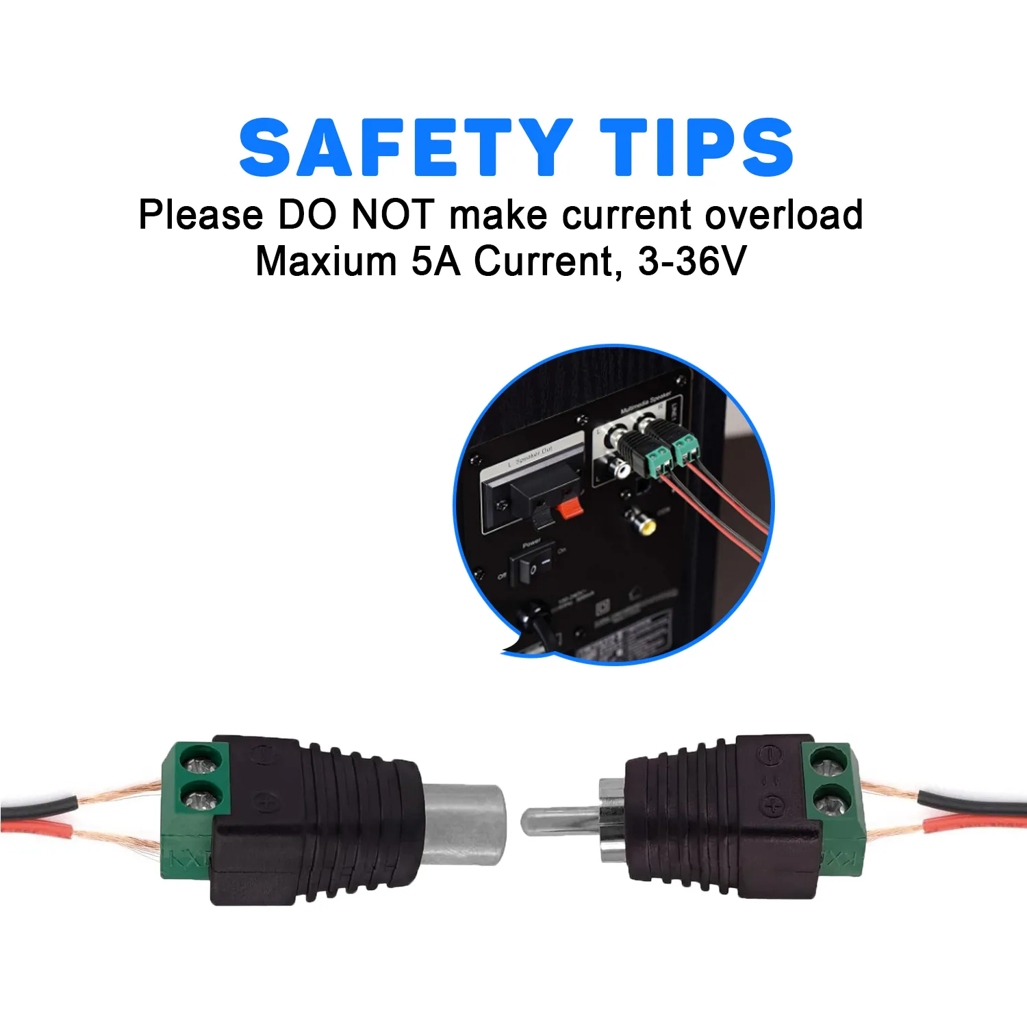 2PCS RCA adapter, Professional RCA Female Plugs, AV Female Plugs Speaker Wire to RCA Converter Speaker Phono Audio Jack - 图片 4