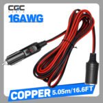 16AWG 2m/6.6FT Copper 12V/24V/30V Car Plug Extension Cord with 15A Fuse - Male Plug to Female Socket for Tire Pump & Air Compressor, Without Battery for Vehicle Charger - Image 4