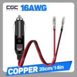 16AWG 35cm/14in Car Plug Male Extension Cable - 12V/24V 15A Fuse, short extension cord, Without Battery for Vehicle Charger 1PC/2PCS