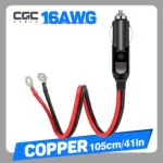 【车载电源延长线】12/24/30V车载点烟器适配器，带15A保险丝，16AWG辅助连接线，通用车载电源延长线，适用于车载电子设备，12-24V工作电压 - 不含电池