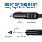 [Car Plug Extension Cord] 12/24/30V Car Cigarette Lighter Adapter With 15A Fuse, 16AWG Auxiliary Connector Cable, Universal Car Plug Power Extension Cord For Vehicle Electronics, 12-24V Operating Voltage - Without Battery - 图片 5