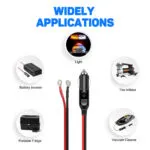 [Car Plug Extension Cord] 12/24/30V Car Cigarette Lighter Adapter With 15A Fuse, 16AWG Auxiliary Connector Cable, Universal Car Plug Power Extension Cord For Vehicle Electronics, 12-24V Operating Voltage - Without Battery - 图片 8