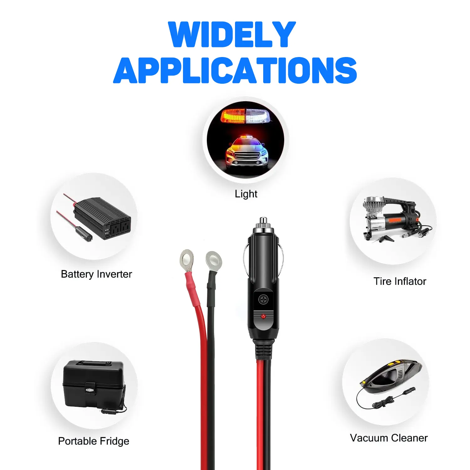 [Car Plug Extension Cord] 12/24/30V Car Cigarette Lighter Adapter With 15A Fuse, 16AWG Auxiliary Connector Cable, Universal Car Plug Power Extension Cord For Vehicle Electronics, 12-24V Operating Voltage - Without Battery - 图片 8