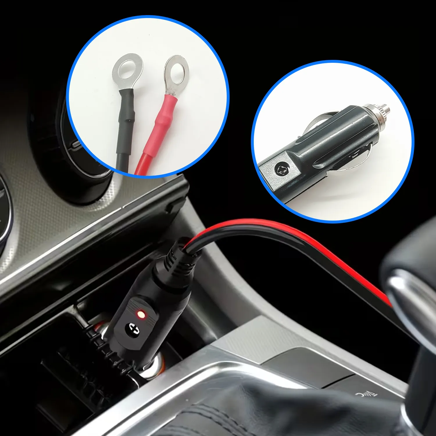 [Car Plug Extension Cord] 12/24/30V Car Cigarette Lighter Adapter With 15A Fuse, 16AWG Auxiliary Connector Cable, Universal Car Plug Power Extension Cord For Vehicle Electronics, 12-24V Operating Voltage - Without Battery - 图片 9