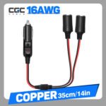 1PC 1 to 2 Car Plug Lighter Splitter Connector Power Charger Port 12V/24V/30V Plug Socket 2-Way Splitter Y Connector, with 15A Fuse, For Car Charger, Car Tire PumpWithout Battery