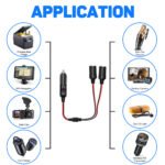 1PC 1 to 2 Car Plug Lighter Splitter Connector Power Charger Port 12V/24V/30V Plug Socket 2-Way Splitter Y Connector, with 15A Fuse, For Car Charger, Car Tire PumpWithout Battery - Image 6