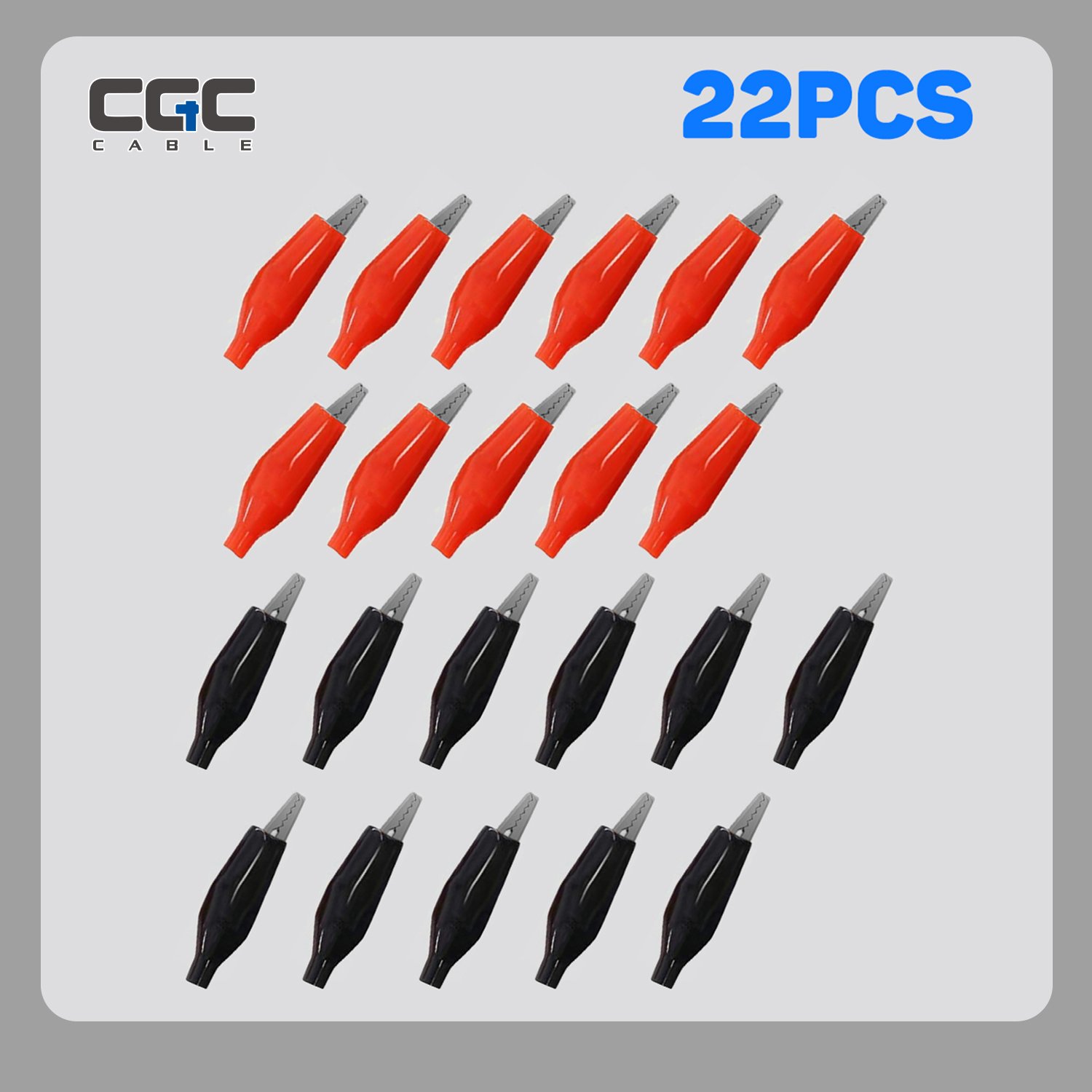 153-1.jpg 22pcs alligator clips electrical mini, 27mm - Black & Red Plastic Sleeve, Auxiliary Connector, for Test Probes and Meters, Uncharged Power Mode, No Battery Required - Image 1